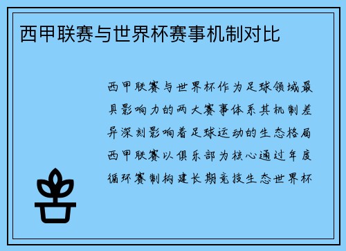 西甲联赛与世界杯赛事机制对比